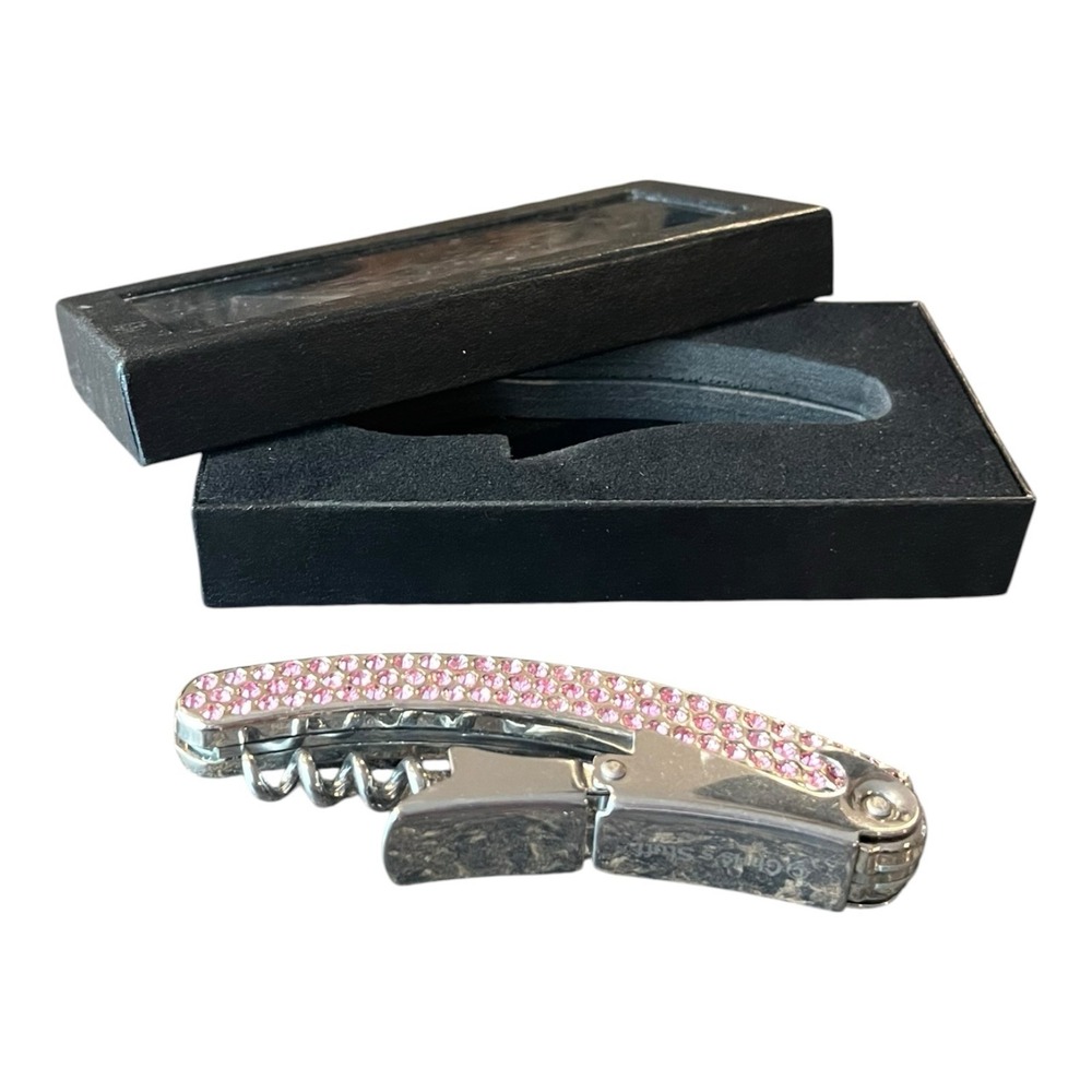 Wine Bottle Opener Corkscrew Pink Resin Handle with Lined Conformed Box
